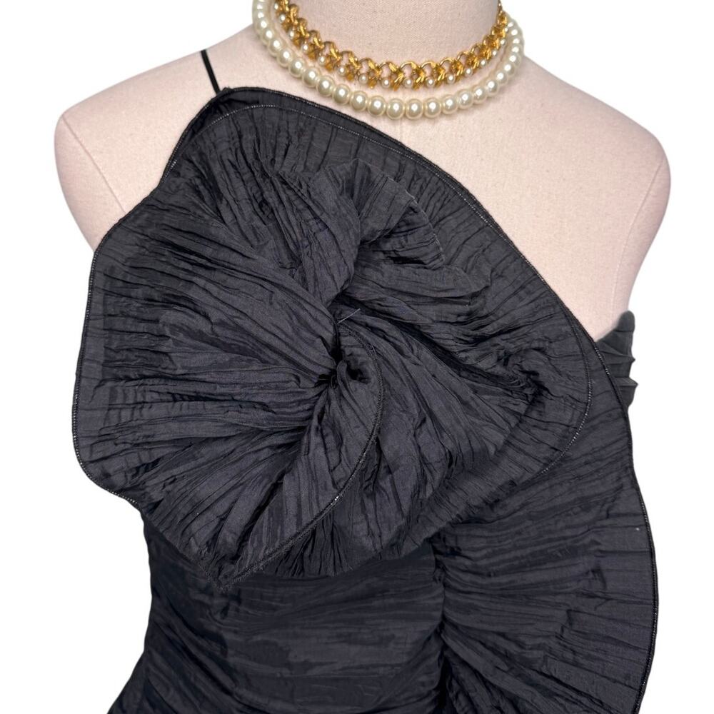 LoveShackFancy ​Brenaya Ruffle Flower Mini Bodycon Dress black size 6 - Picture 8 of 16